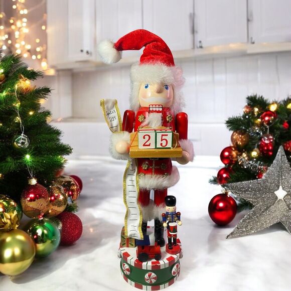 Christmas Nutcracker Santa Music Box w/Changeable Christmas Countdown Holder 16” - Picture 1 of 12
